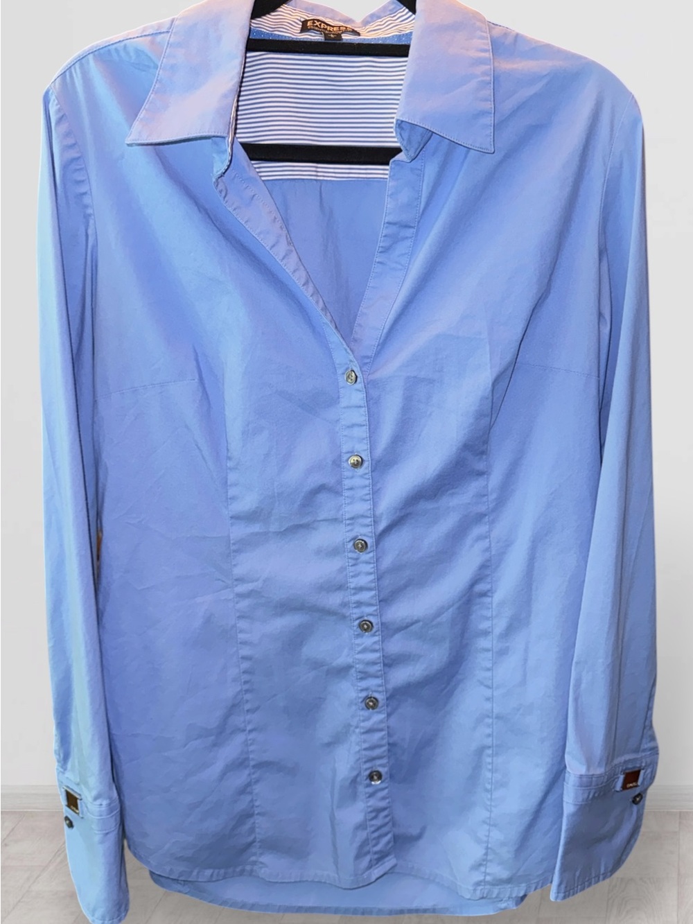 🌺Express Essential Stretch Baby Blue Button-Down Shirt